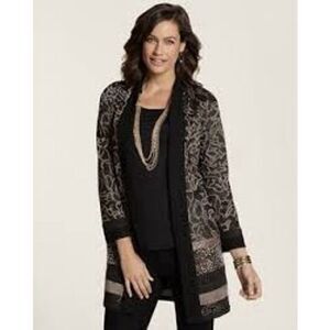 CHICO'S Womens Multicolor Long Sleeve Open Front Relaxed Cardigan Chicos 0 US S‎